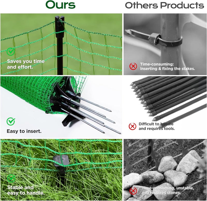 HIDALIFE Temporary Fence with Posts,4'x50' Safety Barrier for Dog Snow Plastic Mesh Fencing with Fiberglass Stake Windbreak Rope,Movable Fencing Roll for Garden Backyard Outdoor Animal Protect - Image 5